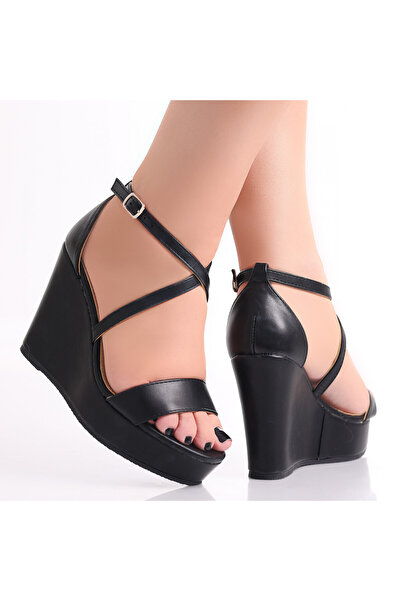 Botinelli Sandale negre cu platformă pentru femei, din piele Avelya, mărimea 37