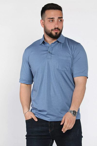 MİSHAR İTALİA Ανδρικό μπλουζάκι Indigo Polo με μισό κουμπί με τσέπη