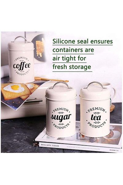 fulina 3PCS Metal Coffee Can Sealed Container with Lid,Stylish, Kitchen Jar Set,for Tea Coffee,Storage