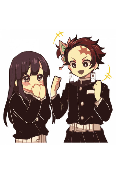 INOVATIX Set de 8 piese, autocolant anime Demon Slayer Tanjiro x Kanao, INOVATIX®. 6 cm