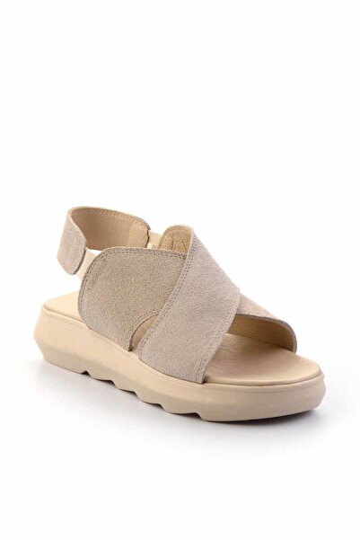 Bambi Béžové kožené dámské sandály K05379071402