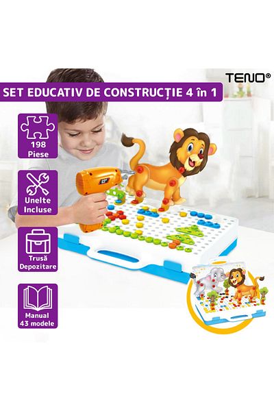 Teno 4in1 Teno® Educational and Interactive Toy, 198 pieces, STEM development, montessori, multicolor