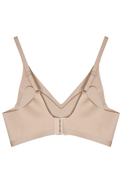 Cottonhill Brown Laser Cut Seamless Bra with Removable Pad Ghost Bra with Agrafla Adjustable Strap