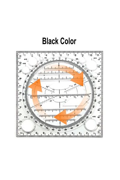 Choice Black Color-1pc Multifunction Rotatable Ruler Drawing Template Art Design Architect Stereo Geometry
