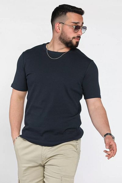 MİSHAR İTALİA Ανδρικό μπλουζάκι με λαιμόκοψη Navy Blue