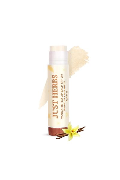 Just Herbs Tinted Lip Balm for Men and Women with SPF 20+ for Dark Lips to Lighten 4 g (Vanilla)