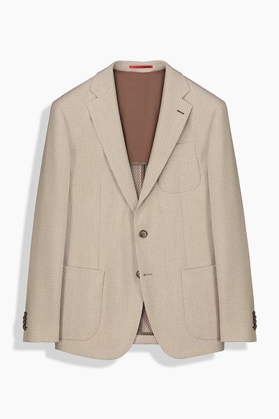 Sarar Interview Men's Woven Fabric Sports Bag Pocket Slim Beige Jacket