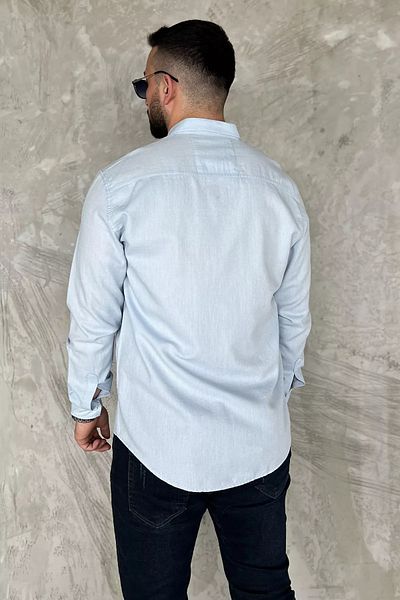 MİSHAR İTALİA Baby Blue Double Pocket Ανδρικό μακρυμάνικο πουκάμισο