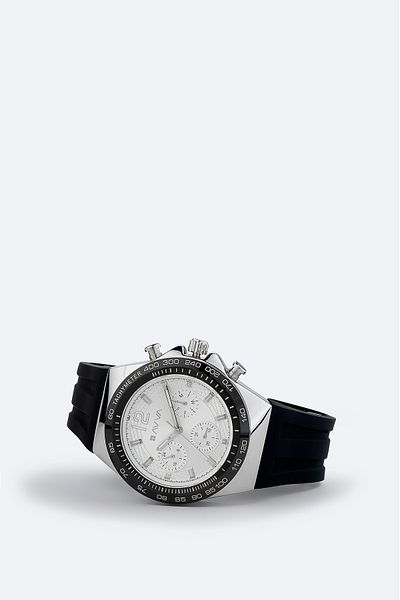 Avva Men's Black - Silver Silicone Watch B009031
