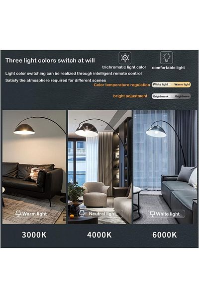 COOYA Luxury Minimalism Fishing Floor Lamp,LED Three Color,Foot Switches,for Home Bedroom Decoration