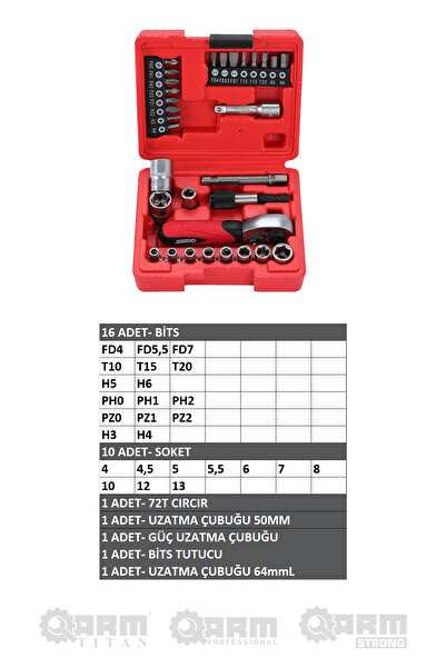 ARM TİTAN 1/4 31 Piece Drive Socket Set