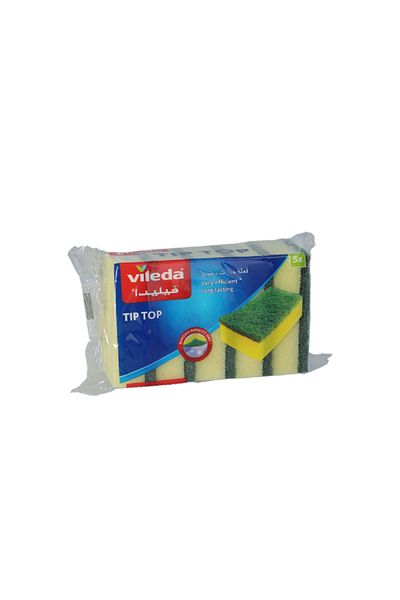 Liveda 5-Piece Tip Top Long-Lasting Rectangular Sponge Scourer Yellow and Green