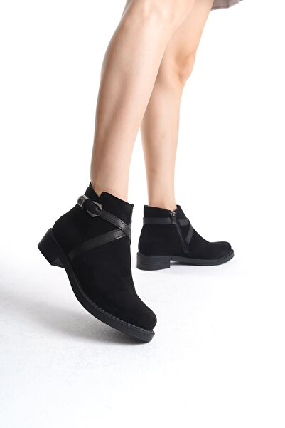 BİLGİMOLA Almila zippered elastic orthopedic sole heeled suede women's boot s...