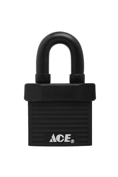 ACE Extreme Weather and Corrosion Resistant Hardened Steel Shackle Single Locking Padlock Black 1.5inch