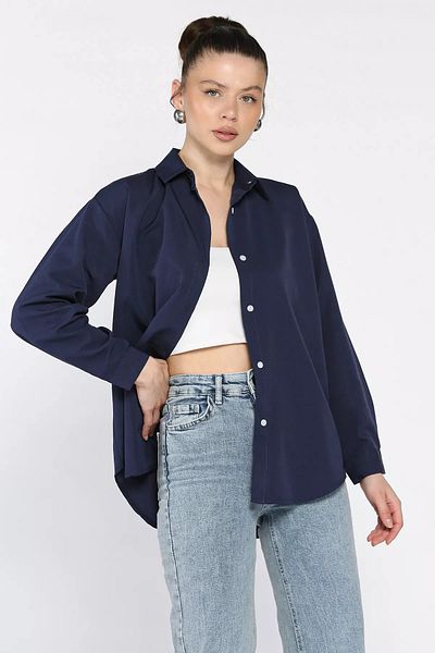 GÜLSELİ Γυναικείο πουκάμισο Casual μοντέλο Navy Blue Kraş