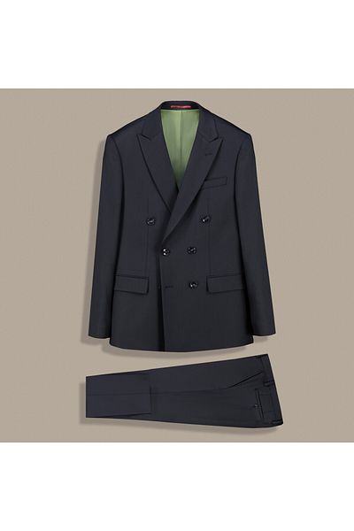 Sarar Interview Double-Breasted Black Slim Fit Suit