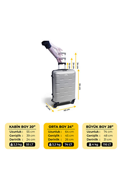 Biggdesign Moods Up Tsa Kilitli 24" Abs Gövdeli Valiz | Orta Boy-gümüş