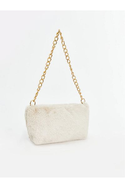 LC Waikiki Lcw Accessories Ecru Plush Women's Baguette Bag