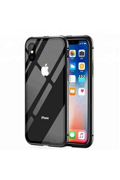 OEM Carcasă magnetică 360 grade Apple iPhone XS MAX, neagră, cu potrivire perfectă și spate din sticlă securizată premium