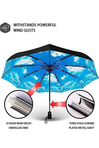 fulina Mini Windproof Travel Umbrella,10 Ribs,Double Layer Canopy,Rubber Handles,Into Backpack, Briefcase