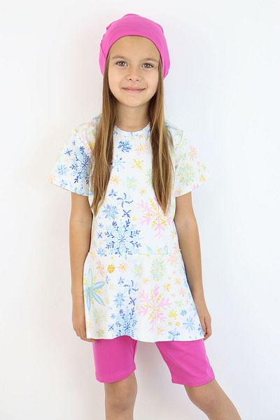 Harika KIDS Girl's Crew Neck Skirted Swimsuit and Leggings Bonnet Included.