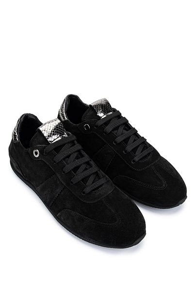Tamer Tanca Women's Genuine Leather Black Suede Sneakers & Sports Shoes