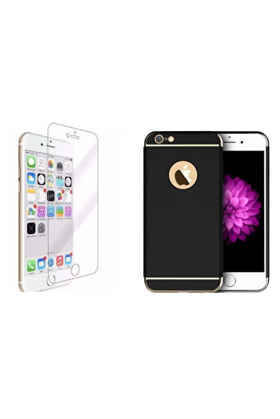 OEM Pachet husă Apple iPhone 7 Plus, MyStyle Elegance Luxury 3in1 Negru, foli...