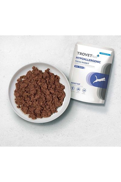 trovet Plus Pouch Cat Hypoallergenic Rabbit Veterinary Diets Wet Food 85g Pack Of 6