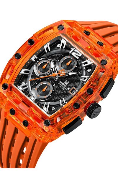 Naviforce Men’s Analog Quartz Watch Nf7105 Orange | Sporty Stainless Steel Wristwatch