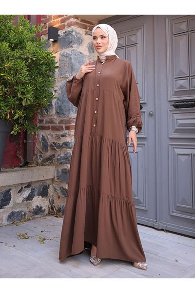 SAHRA BUTİK Φόρεμα Hijab - Καφέ - SAHRA BUTİK