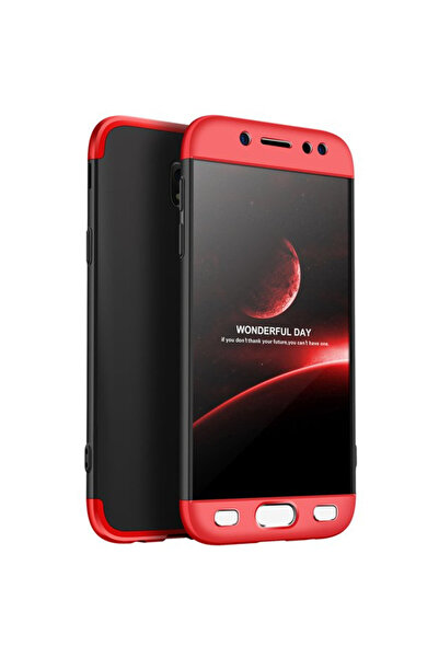 OEM Husă Samsung Galaxy J7 2017, MyStyle, 360° 3 în 1 Negru-Roșu