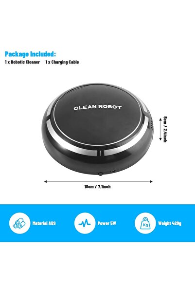 COOYA مكنسة كهربائية روبوتية، منخفضة الضوضاء، لشعر الحيوانات الأليفة والأرضيات الصلبة والسجاد منخفض الوبر، لون أسود