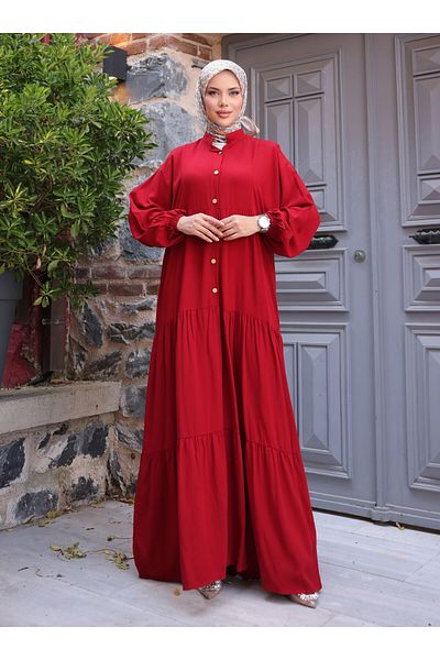 SAHRA BUTİK Χιτζάμπ Φόρεμα - Claret Red - SAHRA BUTİK