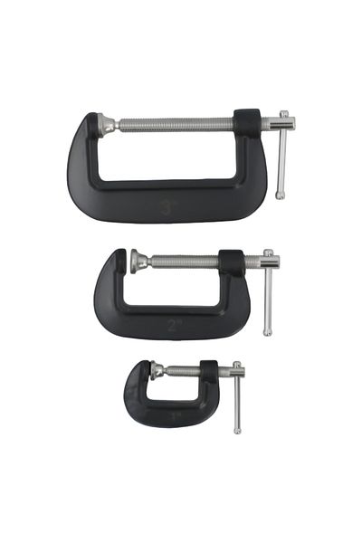 ACE 3-Piece C-Clamp Set Black and Silver 1/2/3inch
