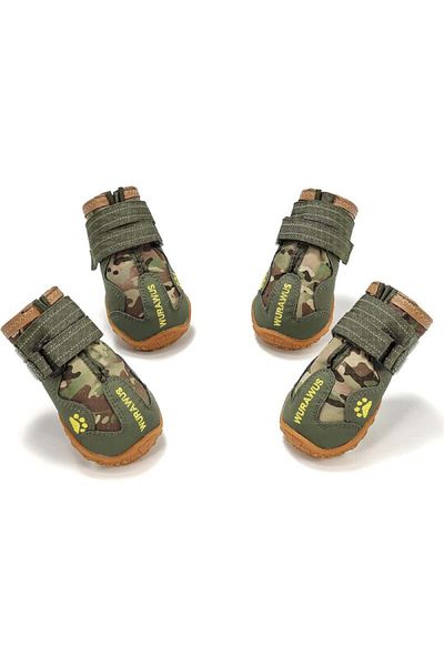 cagancaglarayakkabı Ghete antiderapante impermeabile Glaray pentru câini, din cauciuc siliconic/poliester, camuflaj, mărimea 5