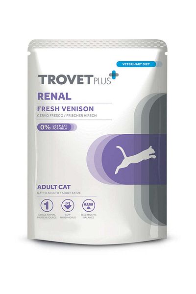 trovet Plus Pouch Cat Renal Venison Veterinary Diets Wet Food 85g Pack Of 6