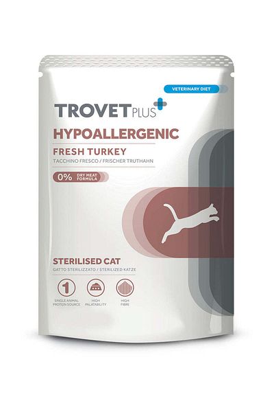 trovet Plus Pouch Cat Hypoallergenic Turkey Veterinary Diets Wet Food 85g Pack Of 6