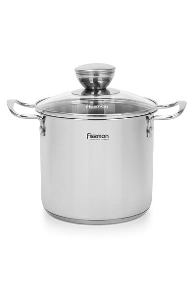 Fissman Cooking Pot 1.9L with Glass Lid, Stainless Steel Stockpot 14x12.5cm Dishwasher Safe