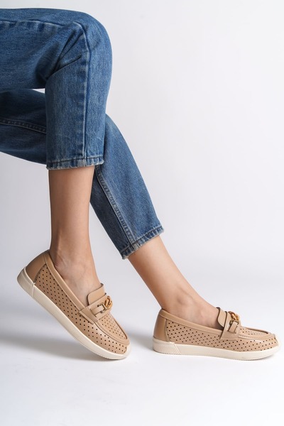 Joy Ayakkabı Lizy Laceless Orthopedic Comfortable Sole Heart Patterned Women's Ballerina Shoes Ckt - Ten