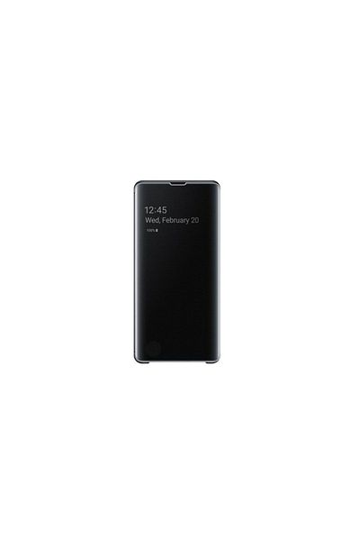 SOHO Husă de protecție cu clapă, compatibilă cu Samsung Galaxy S10, Clearview, neagră