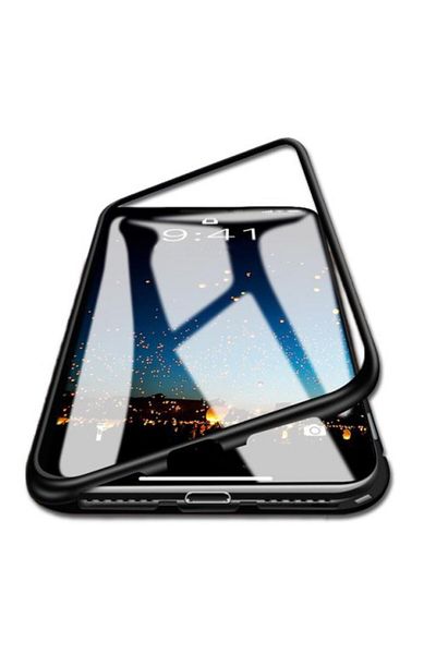 OEM Carcasă magnetică 360 grade Apple iPhone XS MAX, neagră, cu potrivire perfectă și spate din sticlă securizată premium