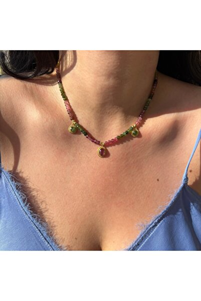 C7 Silver Orijinal Turmalin Taşlı Kolye