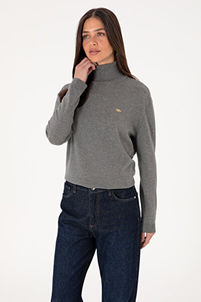 U.S. Polo Assn. Pulover basic gri melanj pentru femei 50288974-VR086