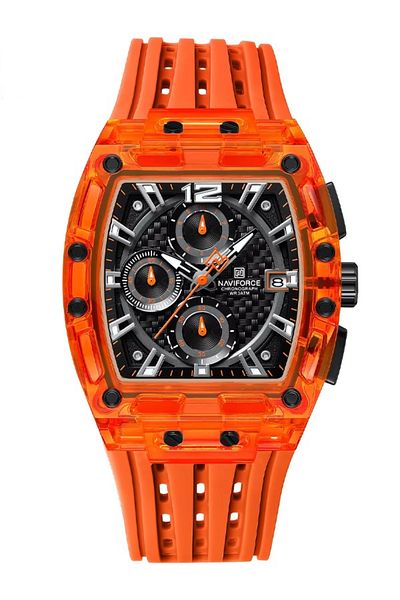 Naviforce Men’s Analog Quartz Watch Nf7105 Orange | Sporty Stainless Steel Wristwatch