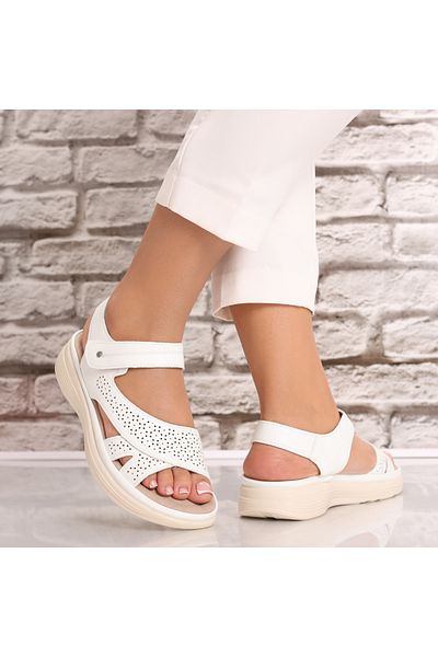 MODA STİL Women's White Sandals Made of Eco-Leather Mevin, 41