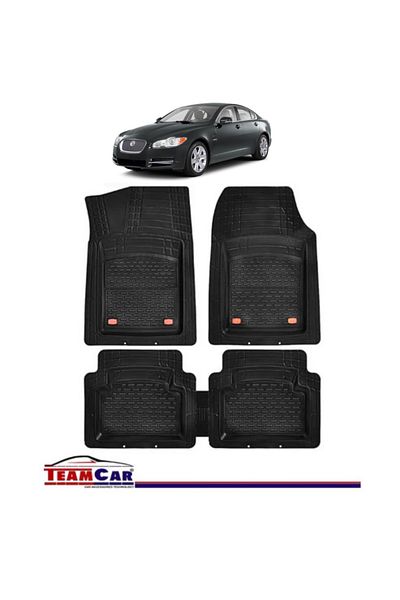 TEAMCAR Covorașe auto tip tavă compatibile cu Jaguar XF II (2015), negre, material durabil