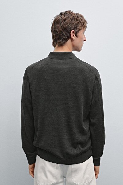 Massimo Dutti %100 merinos yün triko polo yaka kazak