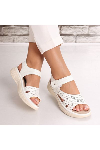 MODA STİL Women's White Sandals Made of Eco-Leather Mevin, 41