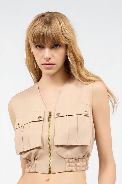 Just Cavalli CROP VEST - JUST CAVALLI - 36, BEIGE