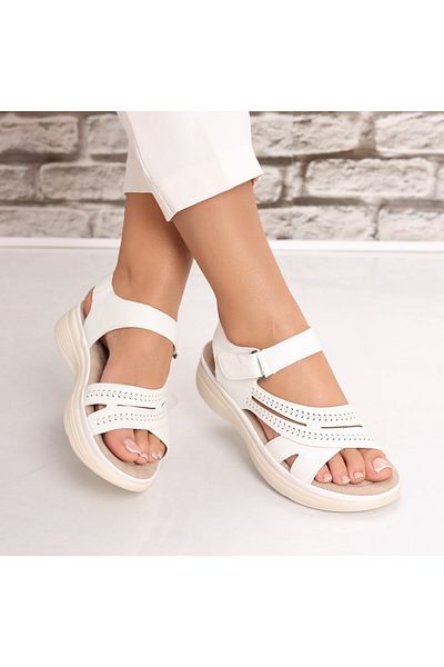 MODA STİL Women's White Sandals Made of Ecological Leather Mirora, 38